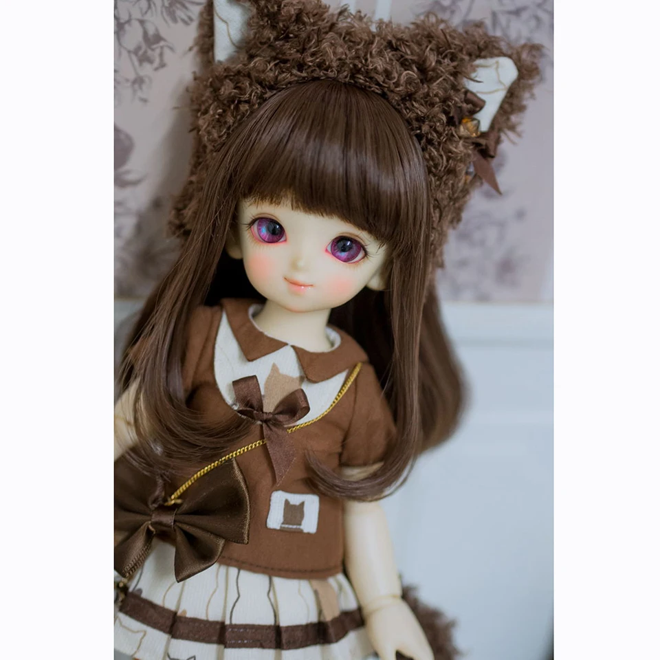 Bybrana 1/3 1/4 длинные прямые девушка каштановые волосы BJD парик для кукол