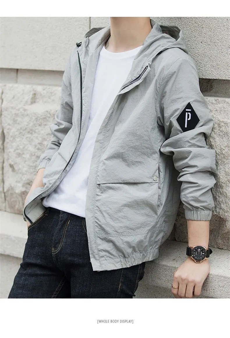 2019 Autumn Mens Jackets Windbreaker Jacket Coat Male Hooded Collar Lightweight Jacket Men Fashion INS Style Brand MuLS Fit 4XL 09