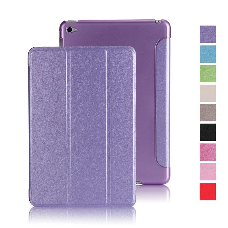 

for apple ipad mini 4 smart case pu leather wake up sleep together with plastic bottom cover full protect