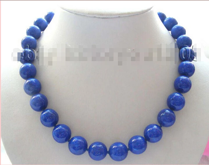 

FREE SHIPPING Natural 14mm Blue Round Lazuli Lapis Necklace!