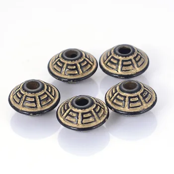 

New Arrival 500 Pcs/Lot 16x10mm Fluted Corrugated Antique Design Plating Acrylic Disc Spacer Beads For Diy Jewelry Making Charms