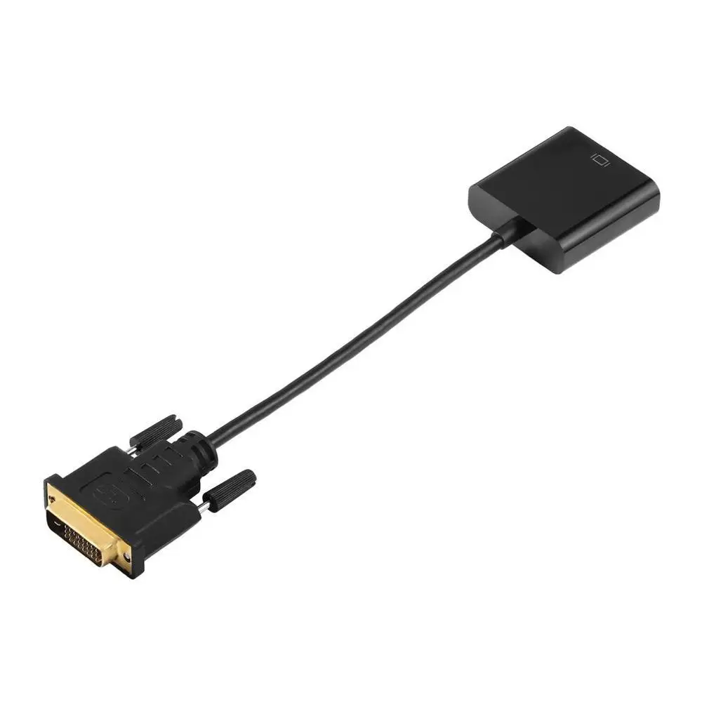 Full HD 1080P DVI-D в VGA активный адаптер конвертер кабель 24+ 1 контактный штекер в 15Pin Женский адаптер кабель для ПК дисплей карты - Цвет: Black