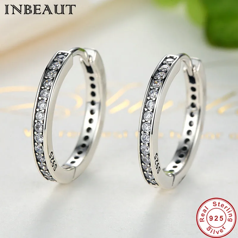 

INBEAUT 100% Real 925 Sterling Silver Zircon Stud Earrings Women Trendy Clear CZ Stone Wedding Earrings for Bridal Gift Jewelry