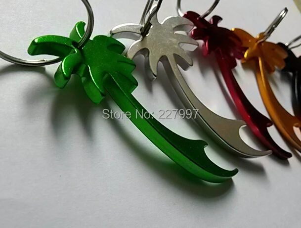 

FreeShipping 10pcs/lot palm tree shape keychains beer can bottle opener key ring promotion gift free shipping