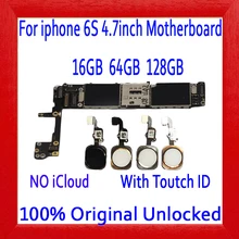 16 Гб 64 Гб 128 ГБ для iphone 6 S 4,7 дюймов материнская плата с сенсорным ID, 100% оригинал разблокирована для iphone 6 S материнская плата с полными чипами