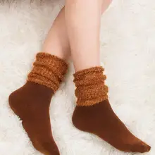 Осень и зима новые полые плюшевые нитки сшивание длинные носки без пятки женские модные носки