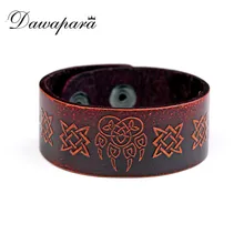 Dawapara славянские изделия браслет из натуральной кожи браслет квадратный ирландское узел браслет темно-коричневый Для мужчин религиозные Сверхъестественное браслет-амулет