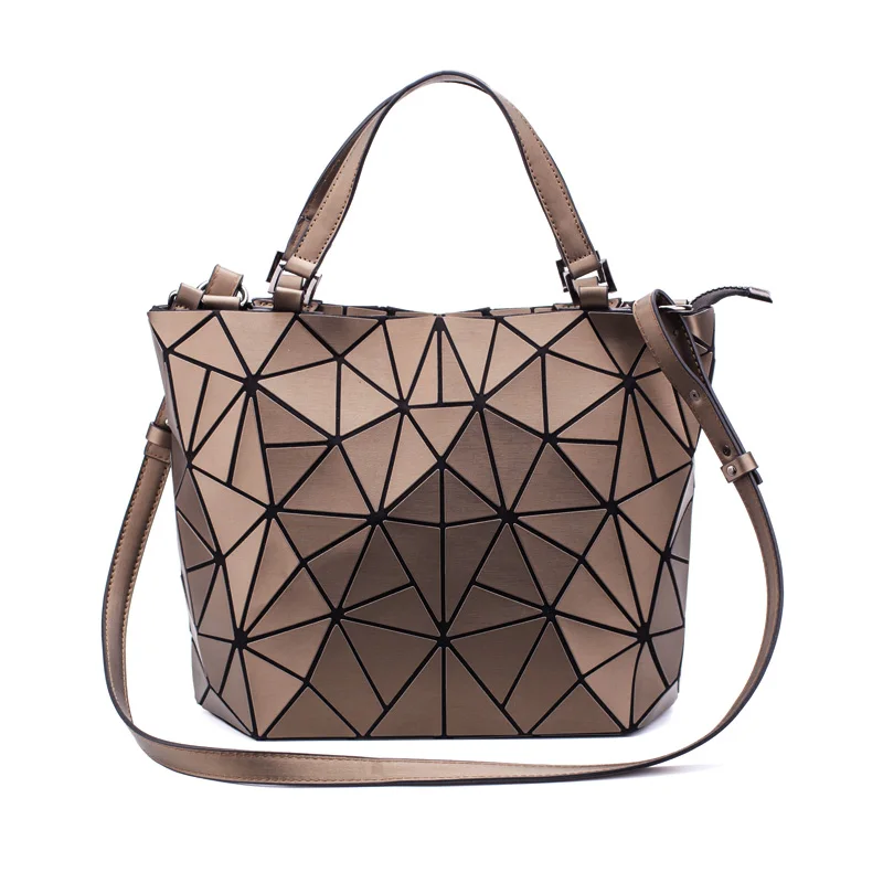 

2019 New Geometic Women Shoulder Bags Bucket Bag Diamond Plain Folding Bags Folding Handbags PU Casual Tote Bao Messenger Bag