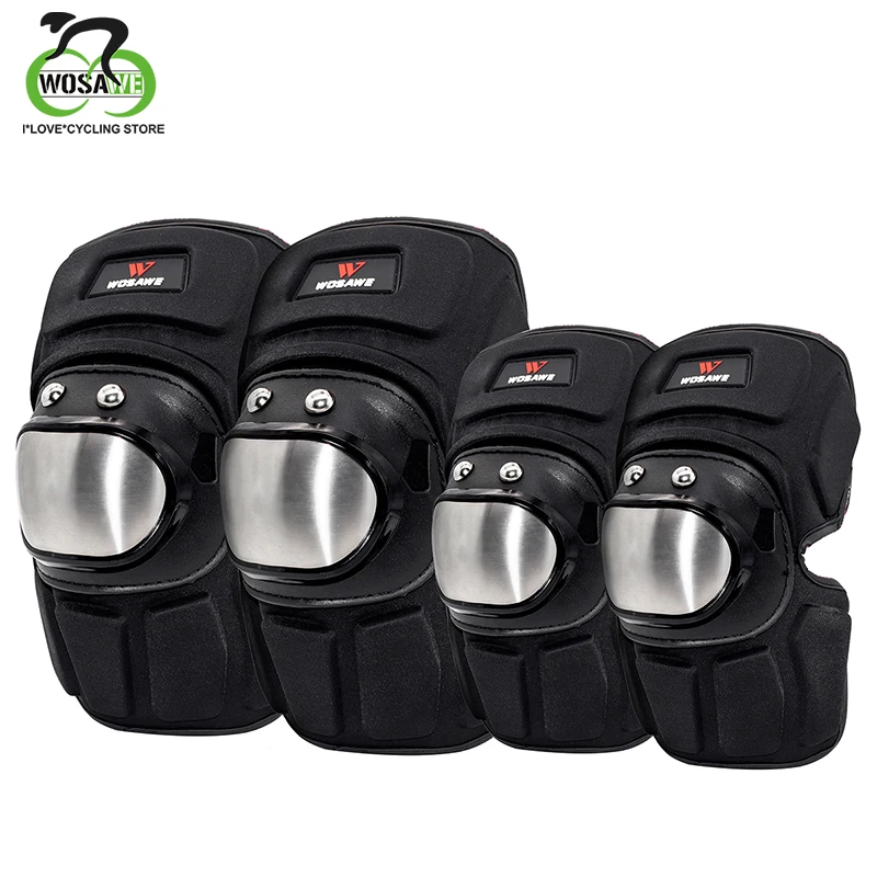 

WOSAWE Stainless Steel Sports Knee & Elbow Protective Pads Motocross Knee Protector Riding Protective Gears Pads Protection