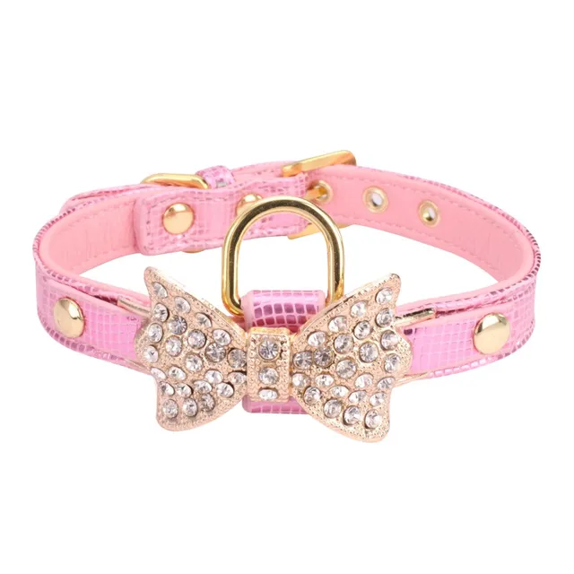 Pearl Diamante Bow Pet Puppy Princess Adjustable Collar Fashion Dog