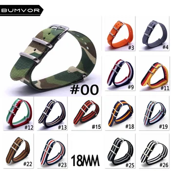

2019 New style Nato Strap 16mm Watchband Silver Buckle Army Military Nylon Watch Band Bracelet For Watch Bracelet 18MM