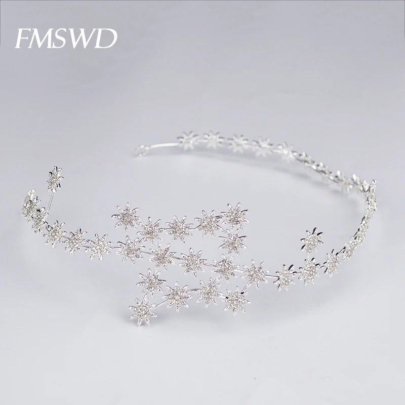 Elegant Sparkly Crystal Star Headbands Tiara Hair Hoop Silver Shiny