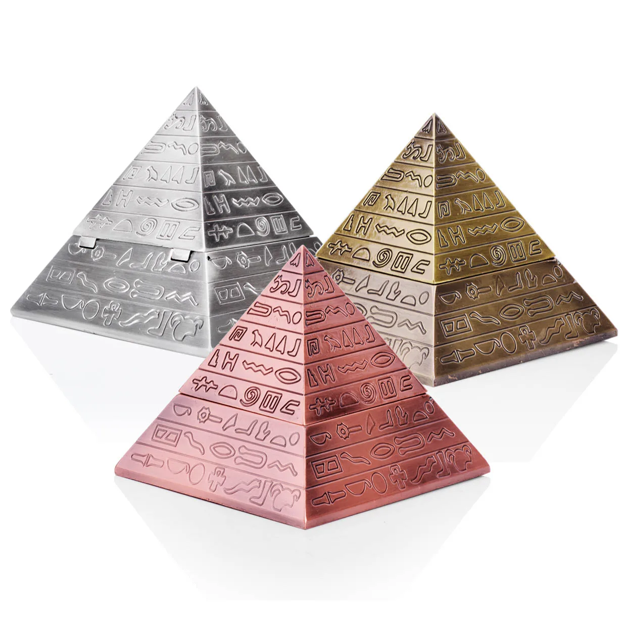 

Pyramid Bejeweled Trinket Box Decorative Collectible Metal Jewelry Box Ring Earring Pendant Display Packaging Gift Box Ashtray