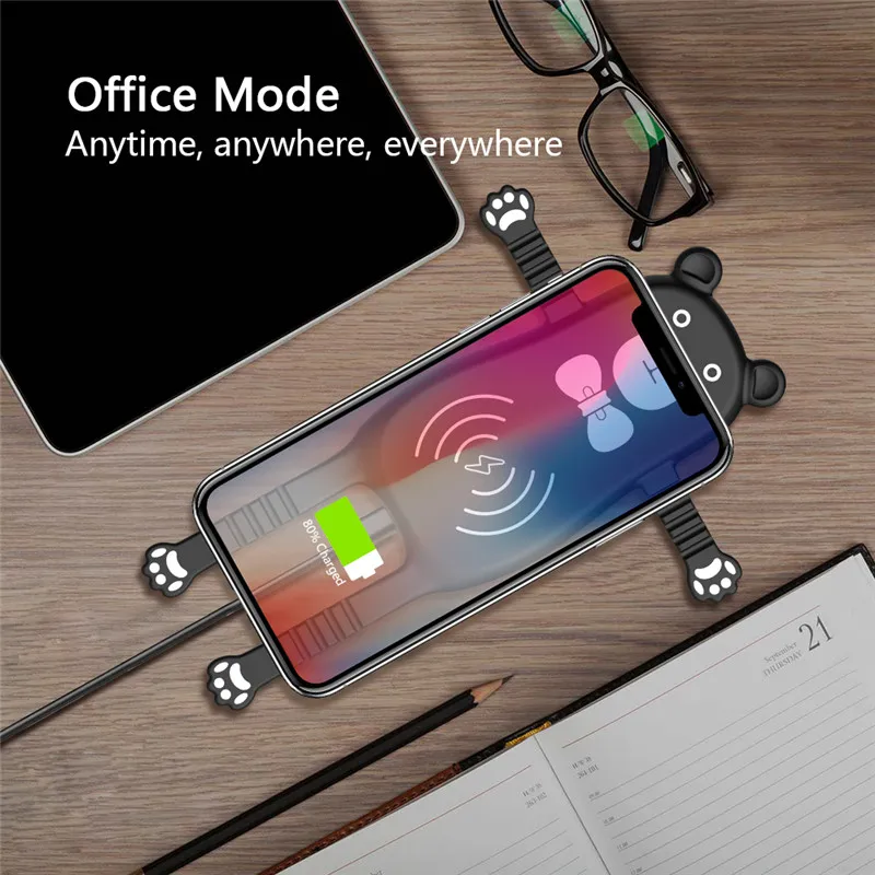 جديد وصول شاحن لاسلكي سريع لطيف الهاتف المحمول شاحن شاحن سيارة الكرتون الدب حامل هاتف المحمول ل فون سامسونج