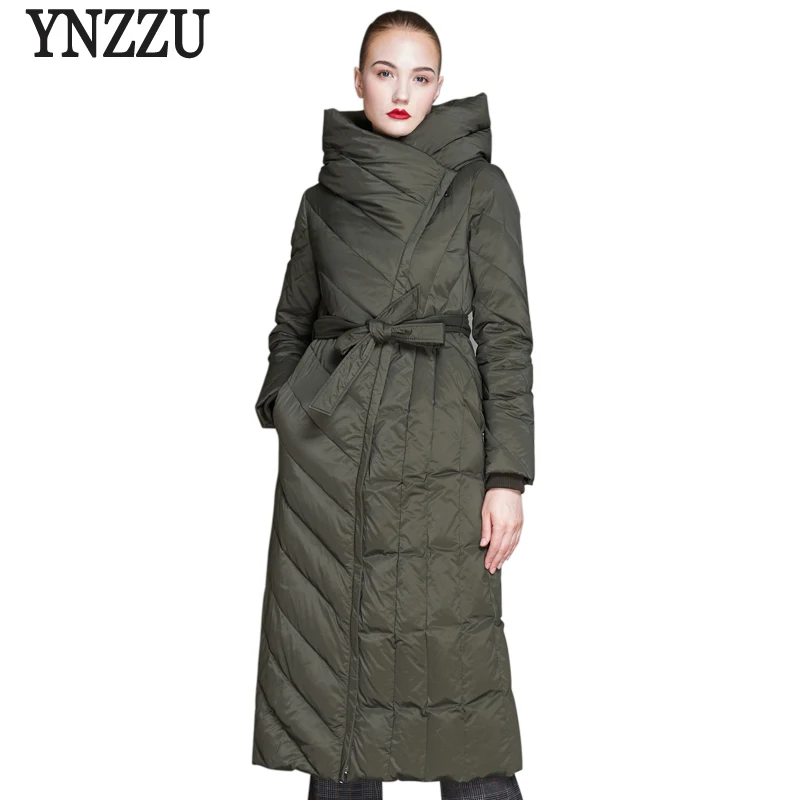De Femmes Élégant Capuchon Ao568 Veste Épaississement Taille army Pardessus Noir 2018 Canard Nouvelles Solide Vestes Neige D'hiver La Plus À Green Mince Femelle Duvet Long wqffIvt
