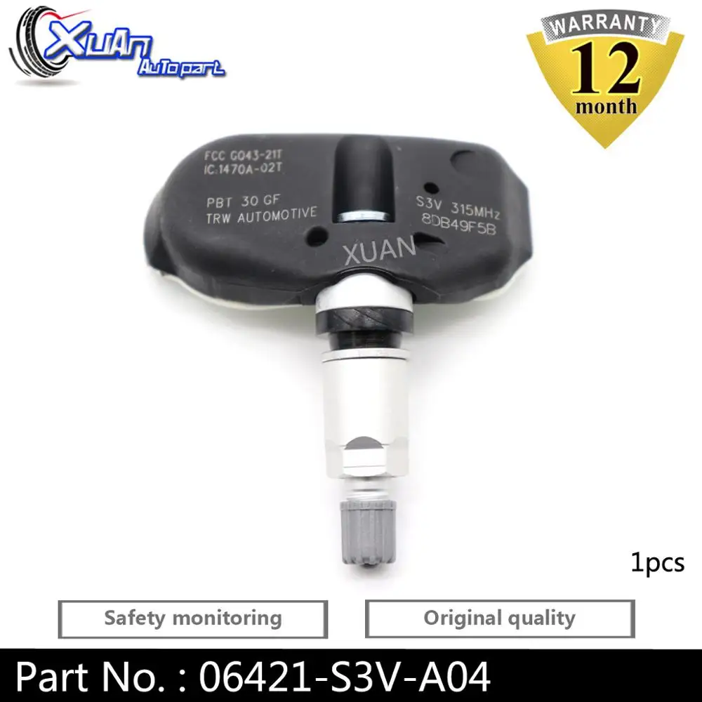 Датчик давления в шинах XUAN датчик контроля TPMS 06421 S3V A04 для Honda Ridgeline Pilot odysley Acura RL TL