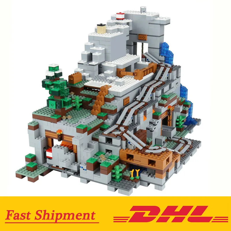 

My world series 18032 Big Mountain Cave Building Brick Block Set Compatible with Legoings 21137 Toys