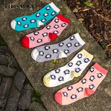 [EIOISAPRA] Мода Kawaii мультфильм Harajuku Печать Пингвин забавные Женские носочки очаровательный карамельный цвет Calcetines Mujer Lote Sokken