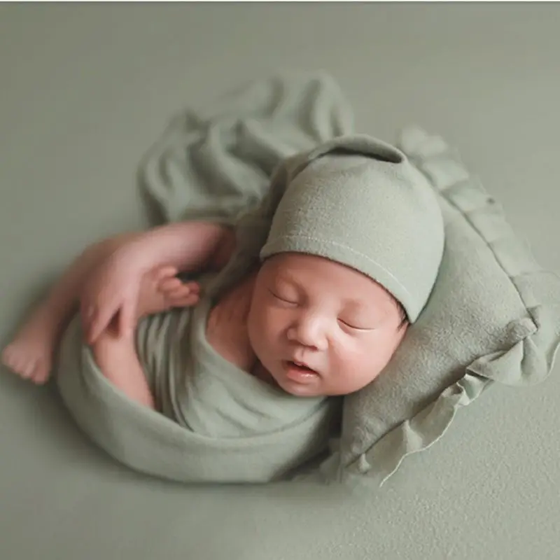 3 шт./компл. Новорожденный Фотография реквизит Младенческая Сонная Шапочка+ обертка+ набор подушек Студийная фотосъемка аксессуары