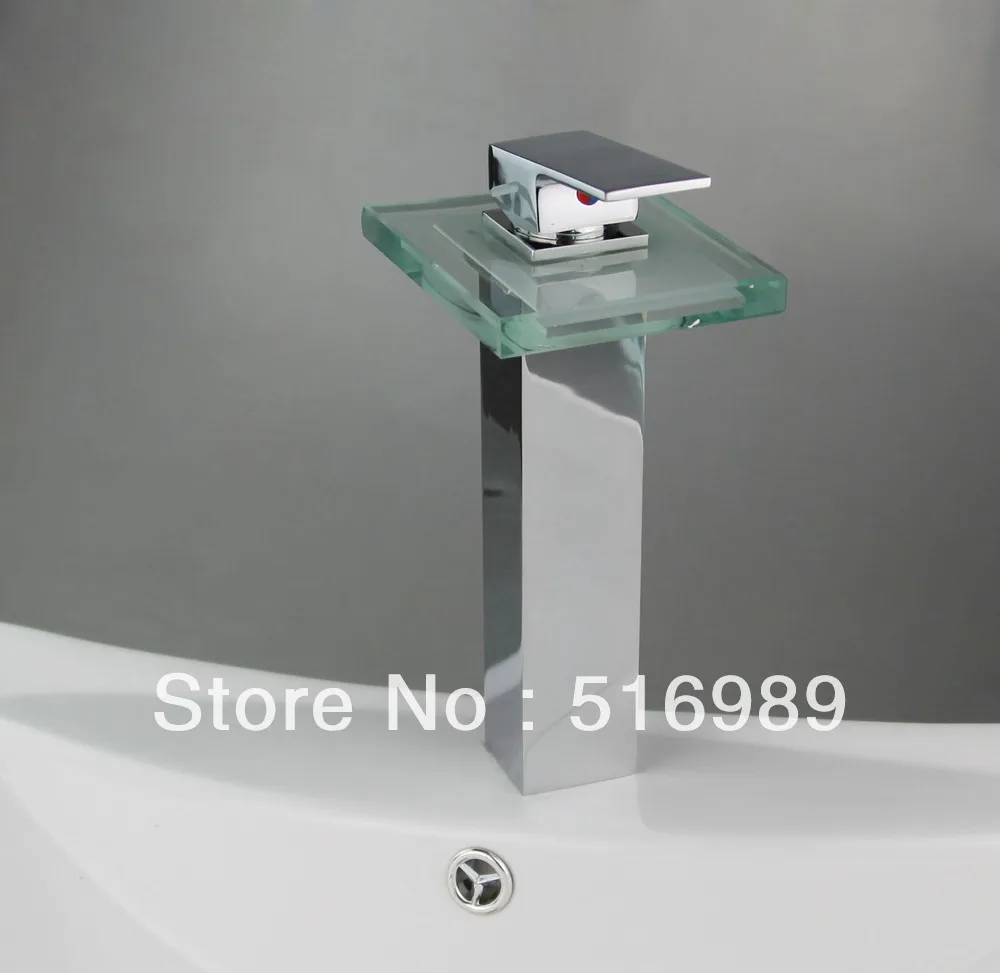 LED Great Bathroom Basin & Kitchen Sink  Waterfall Chrome Faucet Cp 17