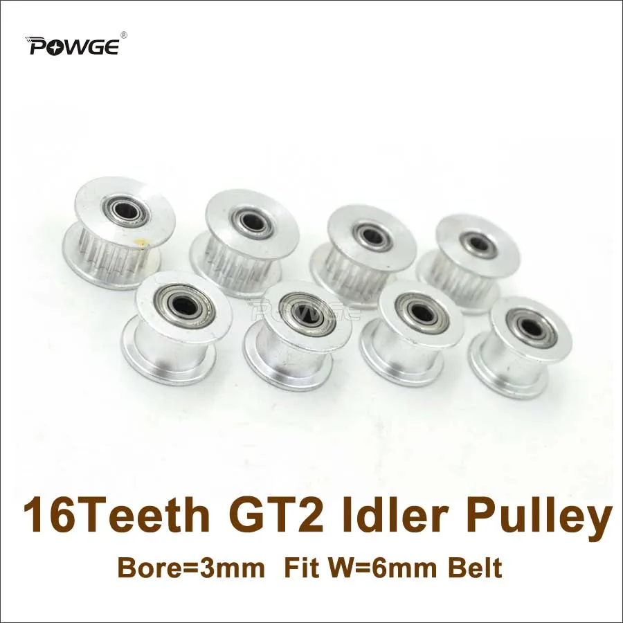 

POWGE 5pcs 16 Teeth 2GT Idler Pulley Bore 3mm 16Teeth Passive Pulley 16T 20 Geer GT2 Idle Pulley For Width 6mm GT2 Belt