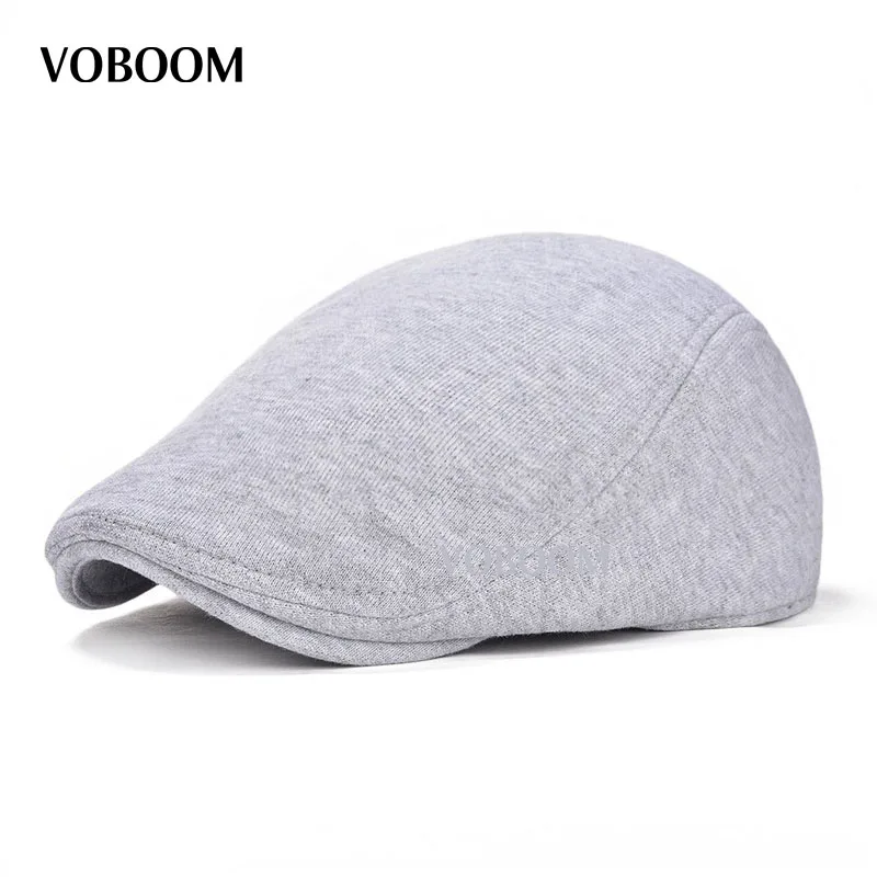 Хлопок Мужчины светло серый Женщины мягкий плоский берет Кепка водителя ...