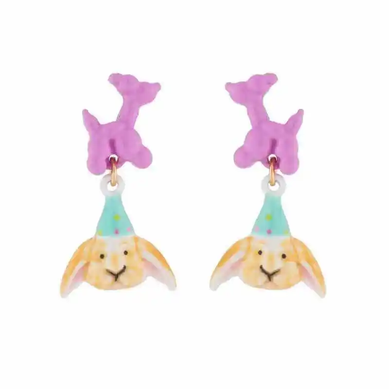 

2019 Amybaby Handmade Fashion Designer Enamel Glaze Pink Balloon Dog yellow Rabbit Jewlelry For Party