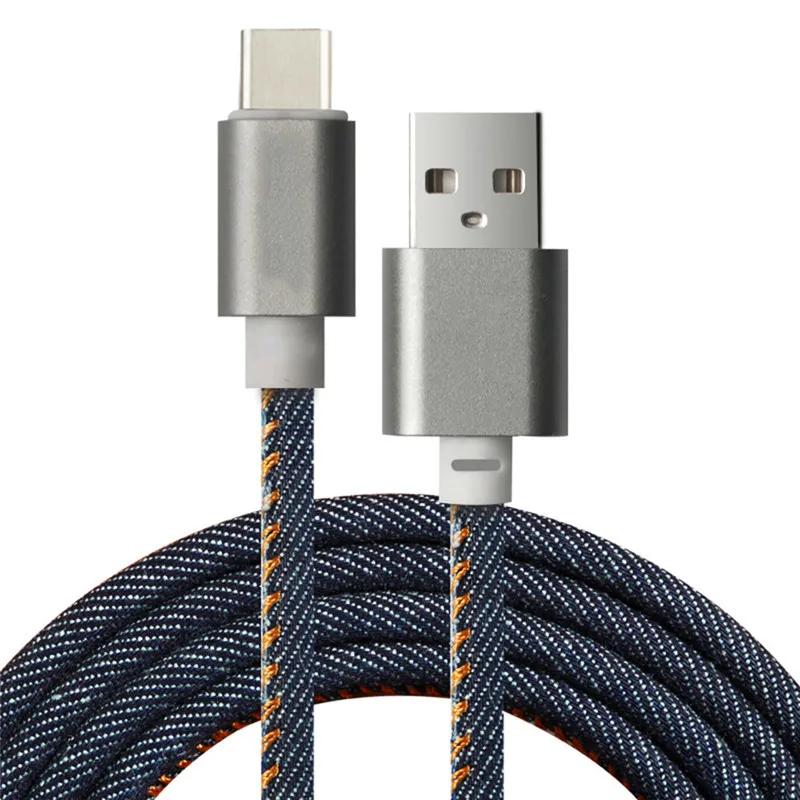 Usb-кабель type-C, универсальный джинсовый usb-кабель, плетеный кабель для зарядки и синхронизации данных, шнур для Xiaomi 5/5s Plus Note2 Redmi Pro