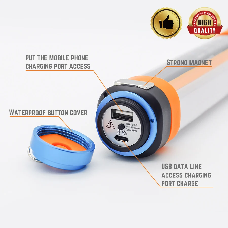 DC 5V USB Rechargeable Portable Flashlight IP68 Waterproof 7800mAh Power Bank Portable Lanterns Hiking Emergency Flashlight SOS