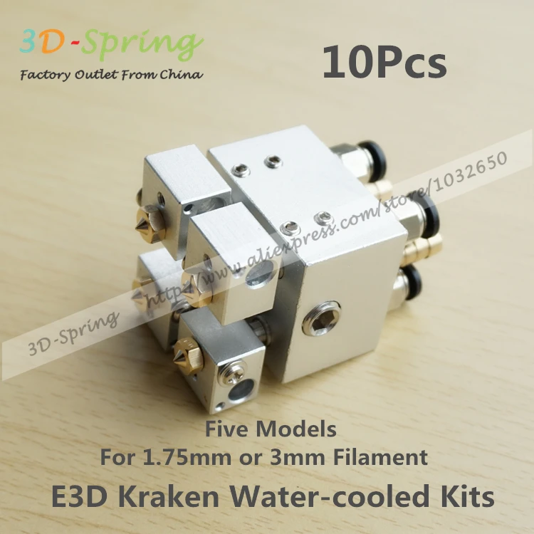 

10Pcs E3D Kraken Water-cooled Nozzle Kits 1.75mm 3mm Four Nozzles Head with Teflon Long Distance Print Head For 3D Printer