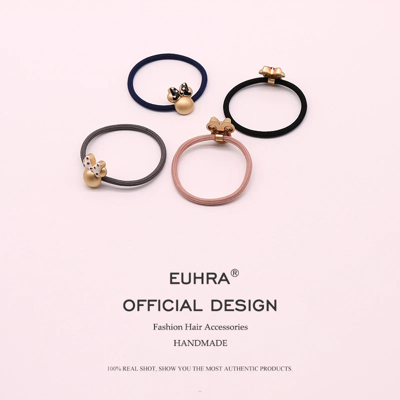 EUHRA, 4 цвета, полосатый эластичный стиль, мультяшный мини-бантик для головы, для женщин, девочек, повязка для волос, детский резиновый головной убор