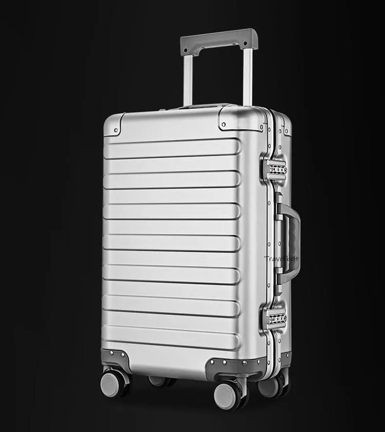 Высококачественный 100% Алюминий-магниевый сплав Скалка багажа Спиннер 20 дюймов Размер брендовый чемодан колёса тележка