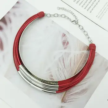 

Female Metal Choker Necklaces Multilayer Copper Pipe Chain Statement Necklace Ethnic Bohemian Punk Jewelry Wholesale