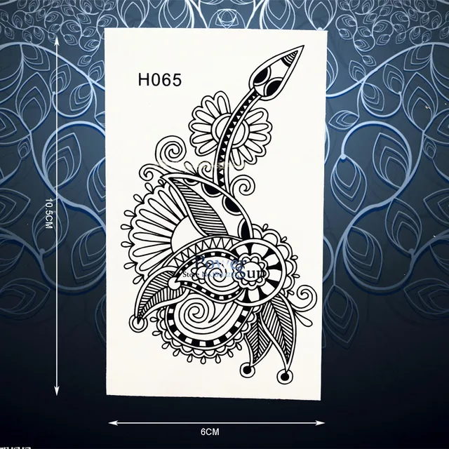 038 Nouveau Beauté Maquillage Noir Mehndi Henné Tatouage Autocollant Fleur De Lotus Stickers Muraux étanches Femmes Body Art Tatouage Temporaire