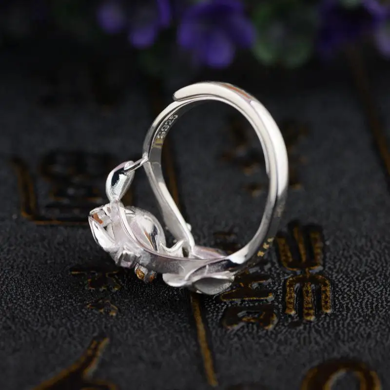 GQTORCH 925 пробы серебряные кольца для женщин 3D цветок Форма инкрустированные натуральный пресноводный жемчуг Изысканная личность уникальное кольцо