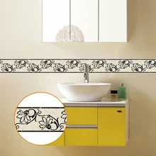 

5m Waist Line Modern Fashion Flower Wall Sticker Living Room Bedroom Kitchen Tiles Waterproof Self Adhesive PVC Wallpaper Border