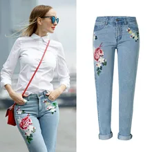 Джинсы с вышивкой, женские модные длинные штаны, светильник, синие женские джинсы, женские джинсы, зимние прямые штаны размера плюс