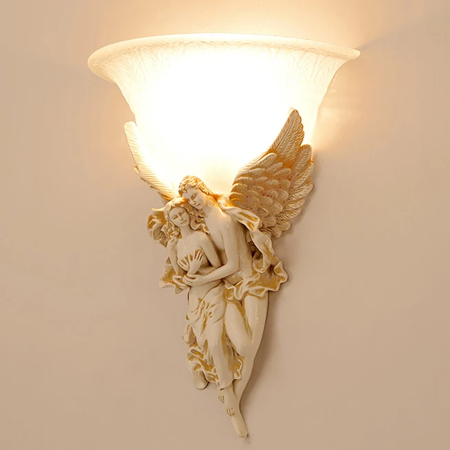 Настенный светильник в форме Ангела из смолы в форме слона, настенный светильник из смолы в винтажном Европейском стиле, настенные светильники для гостиной - Цвет абажура: see chart