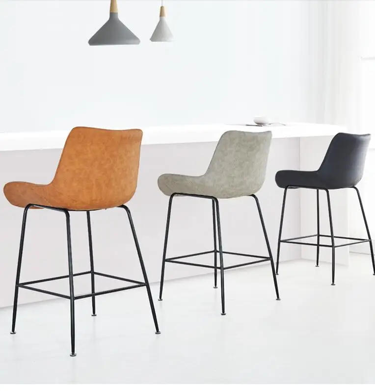 Nordic bar stool casual home modern minimalist creative wrought iron bar chair front desk red coffee high stool Nordic bar stool casual home modern minimalist creative wrought iron bar chair front desk red coffee high stool
