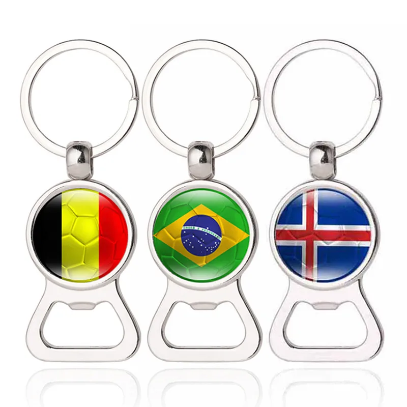 

New Personalized Gift Beer Opener World Cup Football Keychain with Flag Fans Souvenir Car Keychain Men's Fashion Jewelry