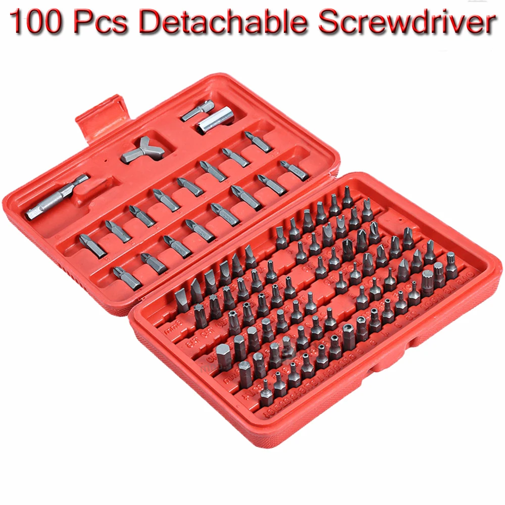 100pcs Screwdriver Security Bit Set Torx Tamper Screws Hex Key Phillips Slotted Tri Wing Car