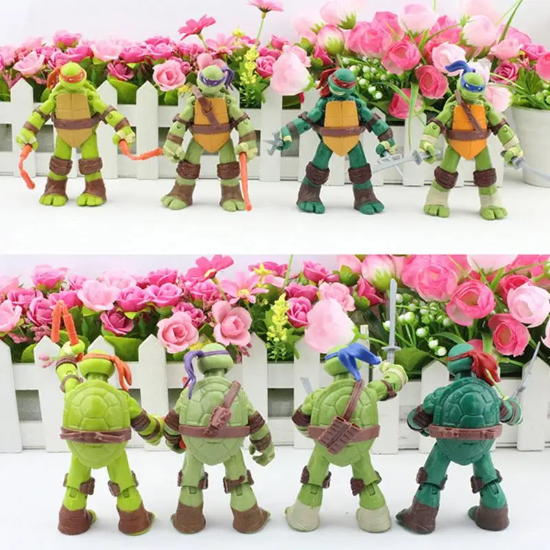 

5sets/lot TMNT Teenage Mutant Ninja Turtles Ninja PVC Action Figure Toy Ninja Turtles Toys 12cm Approx