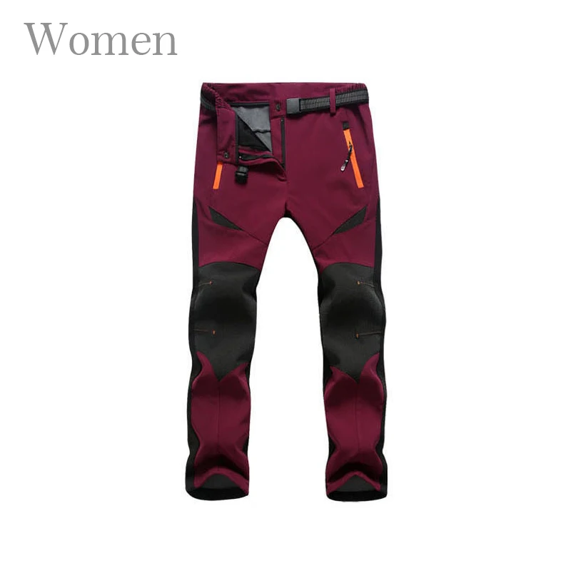 TWTOPSE, зимние водонепроницаемые велосипедные штаны для мужчин и женщин, термальные спортивные брюки для горного велосипеда, велосипедные штаны, ветрозащитные теплые флисовые штаны - Цвет: Women Red Pants