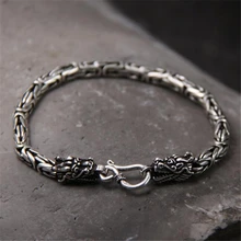 Настоящий чистый 925 серебряный мужской браслет,, настоящий Тонкий браслет с двойной головой дракона, Прямая поставка, мужские ювелирные изделия