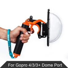 TELESIN 6″ Dome Port Underwater Photography For GoPro HD Hero 4 3 Waterproof 30M With Floaty Grip For Gopro Hero Action Camera