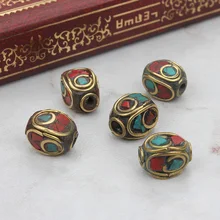 1 Pcs/5 pcs per Sacchetto Nepal fatti a mano Buddha perline In Ottone Intarsiato branelli del distanziatore per i braccialetti FAI DA TE accessori dei monili