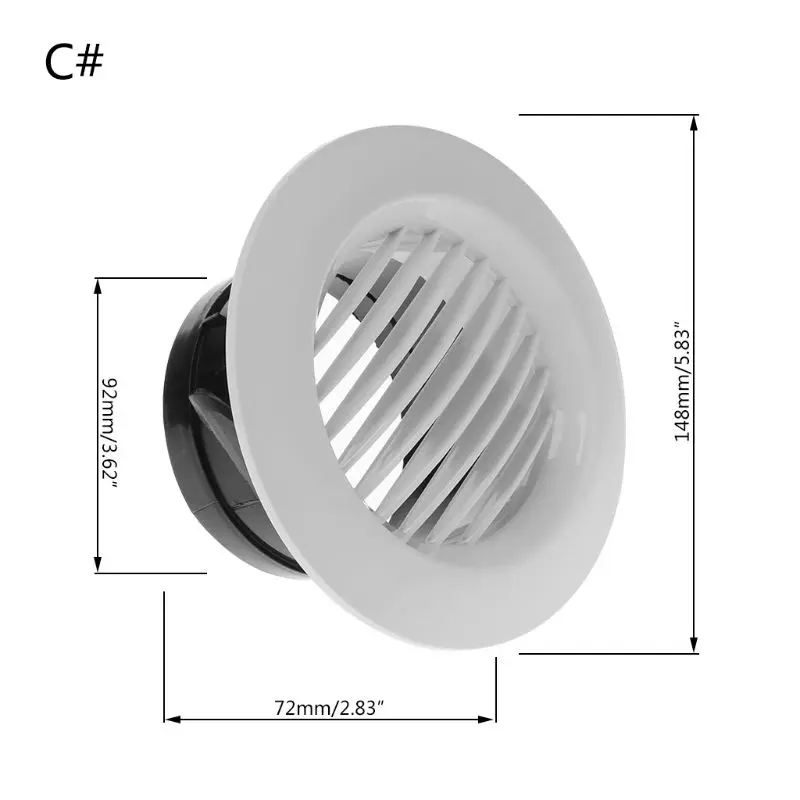 1 Pc White ABS Air Vent Extract Valve Grille Round Diffuser Ducting Ventilation Cover 100mm