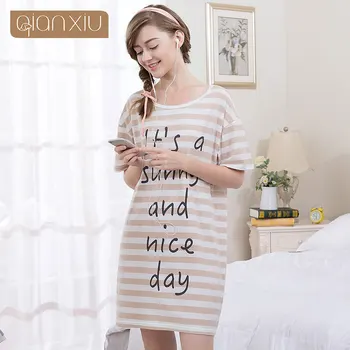 

Qianxiu 2017 Popular Burst Models Nightgown For Women Knee-Length For Girls Sleepshirts 1765