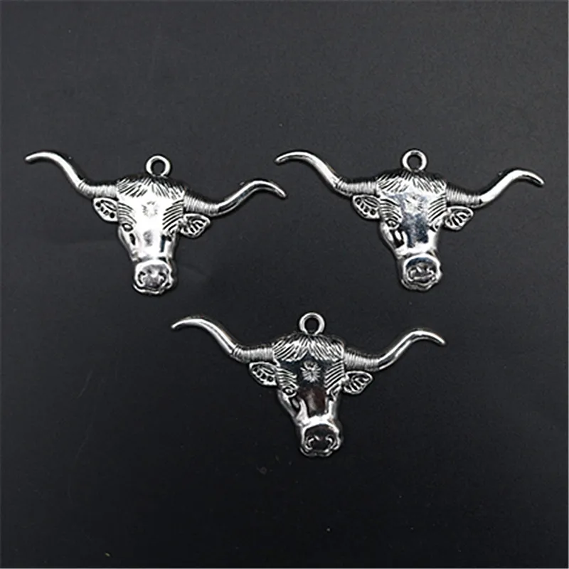 

WKOUD 6pcs Silver Plated Bull Head Charm Necklace Bracelet DIY Handmade Metal Jewelry Alloy Pendants A291