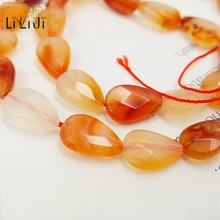LII Ji натуральный камень красный агат 8X12 мм в форме слезы граненые бусины DIY ювелирных изделий браслет ожерелье около 39 см